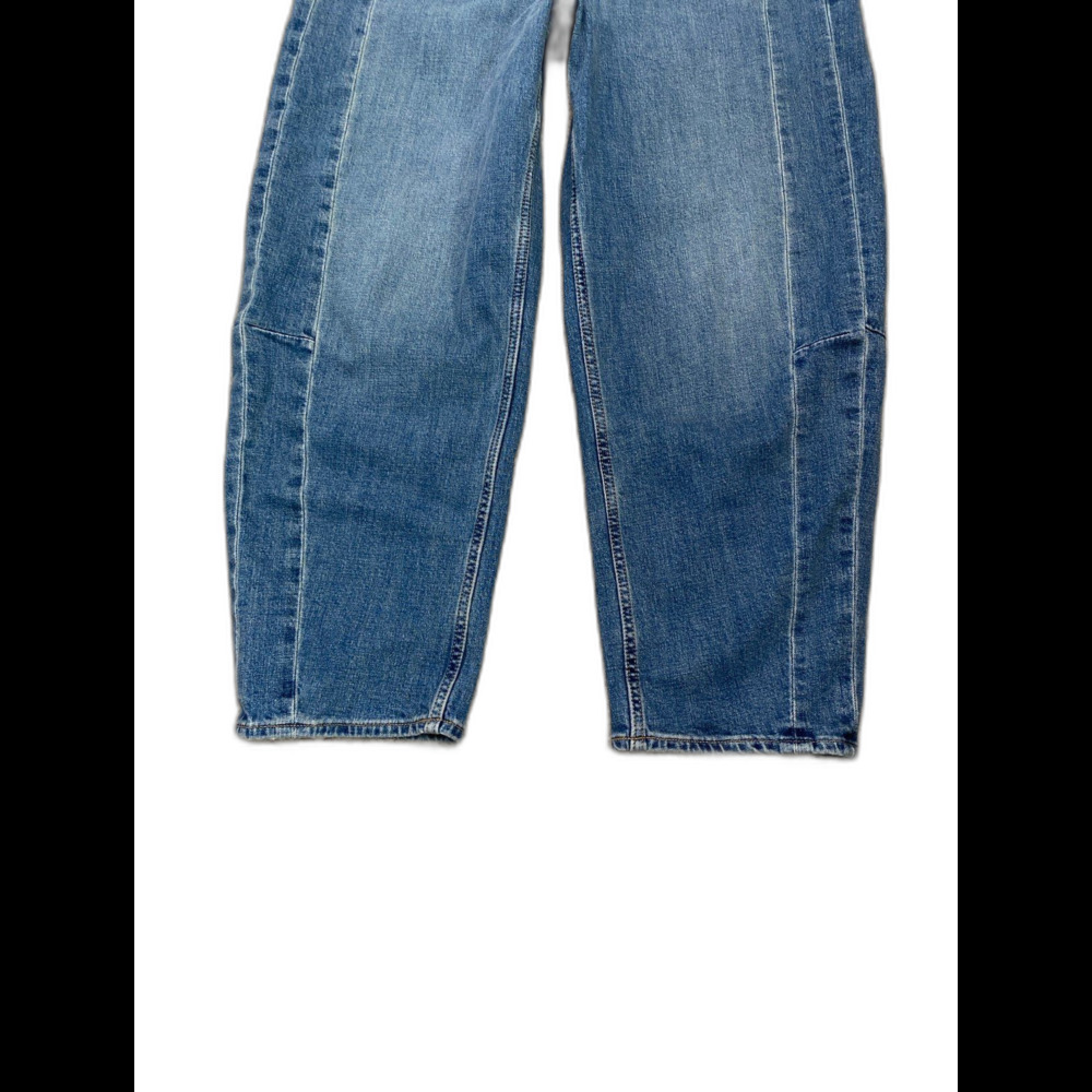 Old Navy High-Rise Barrel Leg Jeans Blue Denim Curved Tapered Pants Size 10 - Picture 5 of 9